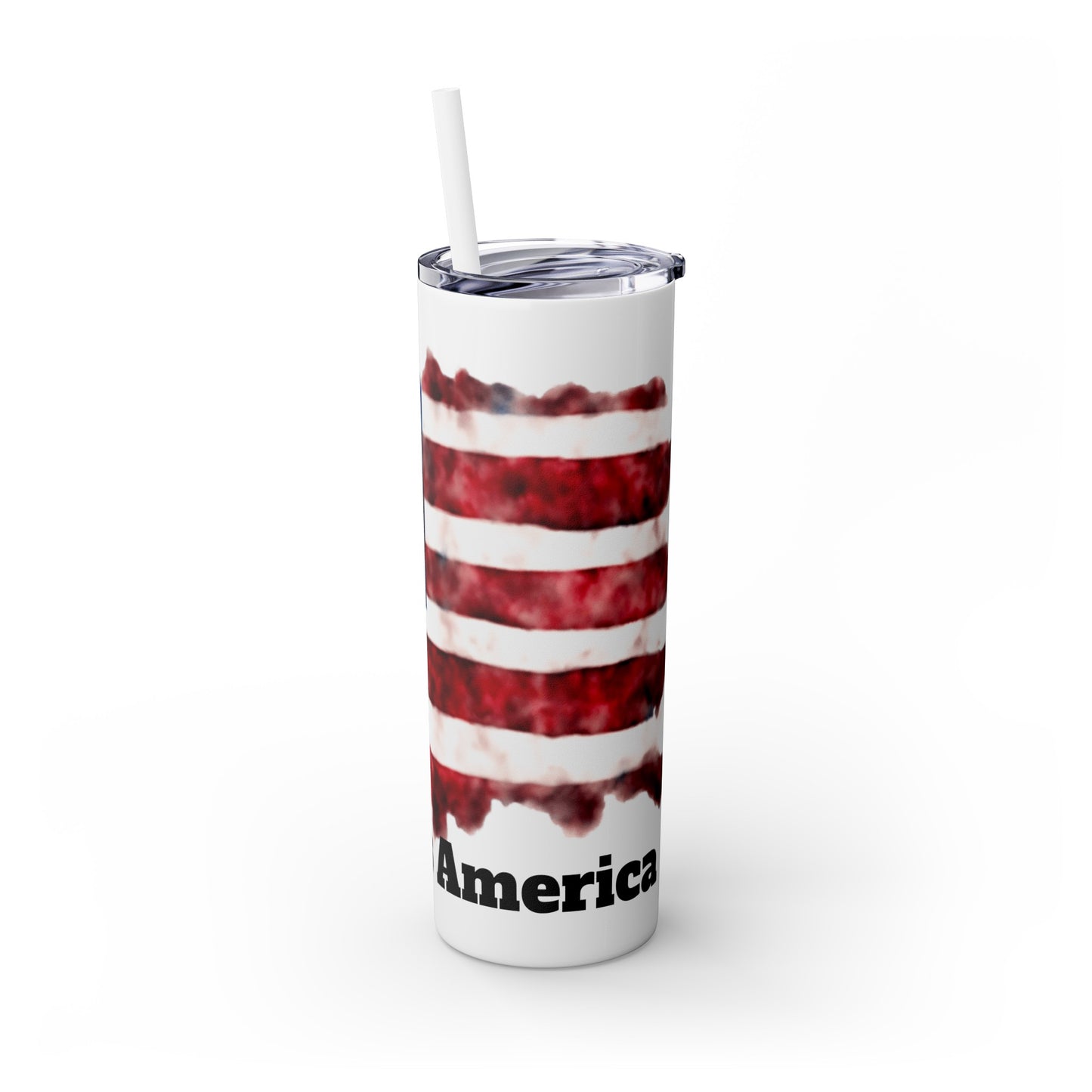 Skinny Tumbler with Straw, 20oz- God Bless America